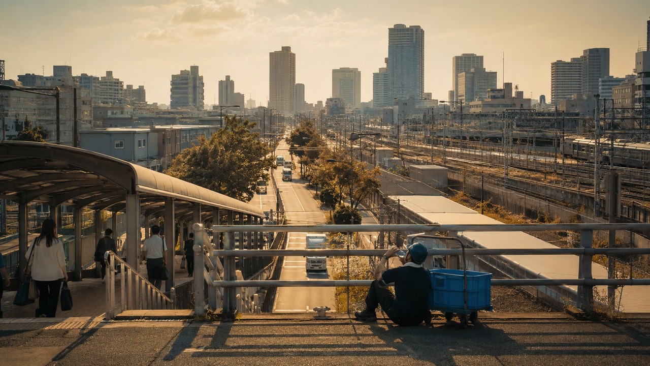 熱波に包まれた日本の都市と鉄道、物流の風景